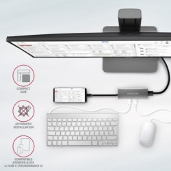 HMC-5G21 Wieloportowy hub USB 5in1, 10Gbps, 2x USB-A + 2x USB-C + HDMI 4K/30Hz, PD 60W, 13cm USB-C kabel HMC-5G21 Wieloportowy hub USB 5in1, 10Gbps, 2x USB-A + 2x USB-C + HDMI 4K/30Hz, PD 60W, 13cm USB-C kabel