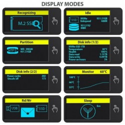 EEM2-SD2 Obudowa zewnętrzna aluminiowa bezśrubowa USB-A/C 3.2 Gen2 M.2 NVMe/SATA display LCD EEM2-SD2 Obudowa zewnętrzna aluminiowa bezśrubowa USB-A/C 3.2 Gen2 M.2 NVMe/SATA display LCD