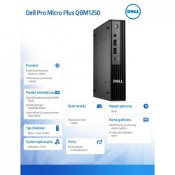 Komputer Dell Pro Micro Plus QBM1250 W11Pro U5 235/16GB/512GB/Integrated/WLAN + BT/Wireless Kb & Mouse/3YPS Komputer Dell Pro Micro Plus QBM1250 W11Pro U5 235/16GB/512GB/Integrated/WLAN + BT/Wireless Kb & Mouse/3YPS
