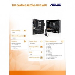 Płyta główna TUF GAMING A620M-PLUS WIFI AM5 4DDR5 HDMI/DP mATX