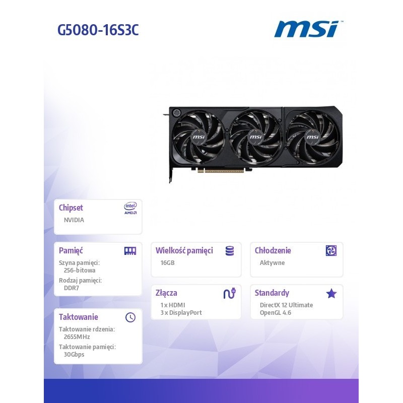 Karta graficzna GeForce RTX 5080 16G SHADOW 3X OC OEM