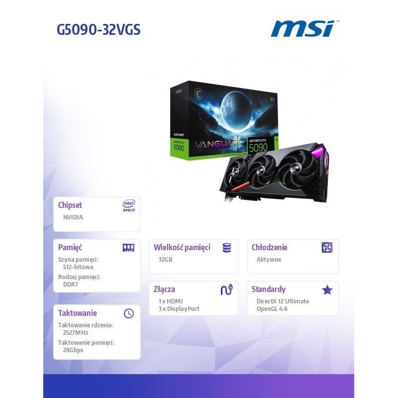 Karta graficzna GeForce RTX 5090 32G VANGUARD SOC