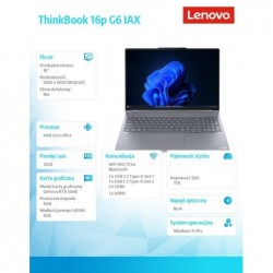 Notebook ThinkBook 16p G6 21R0001SPB W11Pro Ultra 7 255HX/2x16GB/1TB/RTX 5060 8GB/16.0 WUXGA/Luna Grey/1YR Premier WHB + 3YR OS Notebook ThinkBook 16p G6 21R0001SPB W11Pro Ultra 7 255HX/2x16GB/1TB/RTX 5060 8GB/16.0 WUXGA/Luna Grey/1YR Premier WHB + 3YR OS