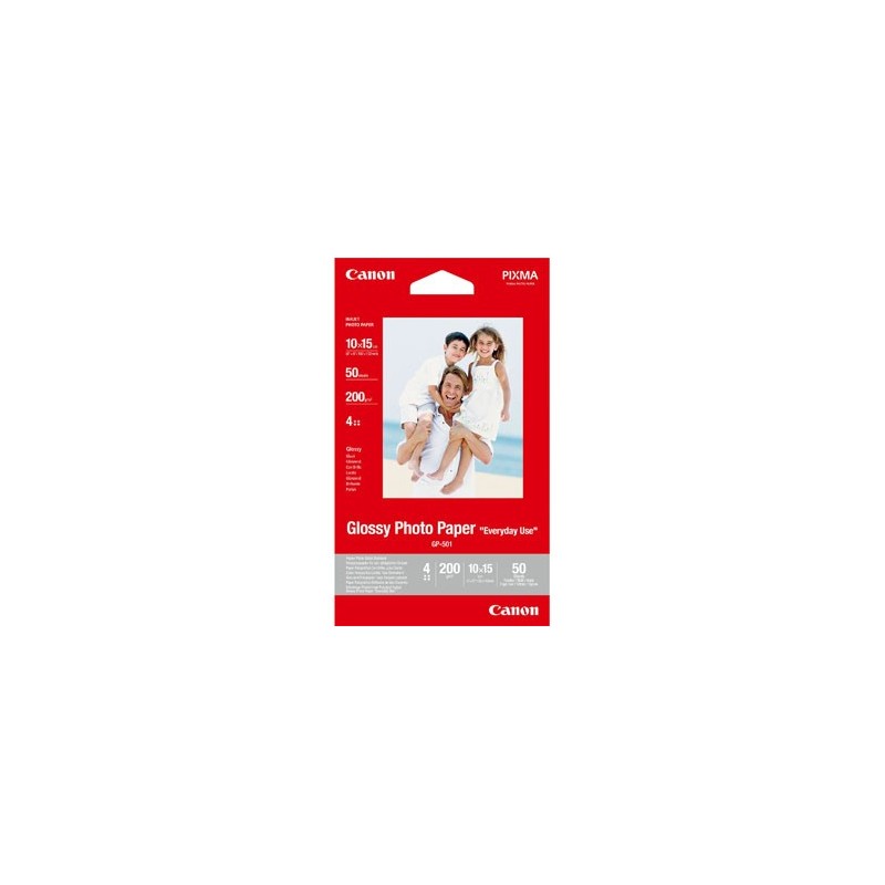 Canon Glossy Photo Paper, GP-501, foto papier, połysk, GP-501 typ 0775B081, biały, 10x15cm, 4x6", 200 g/m2, 50 szt., atrament