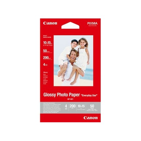 Canon Glossy Photo Paper, GP-501, foto papier, połysk, GP-501 typ 0775B081, biały, 10x15cm, 4x6", 200 g/m2, 50 szt., atrament