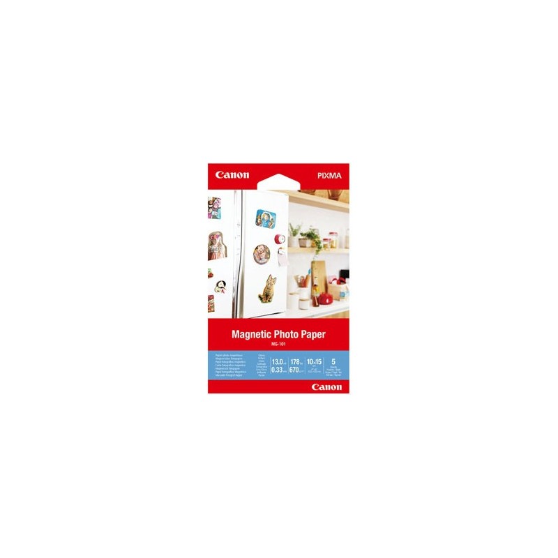 Canon Magnetic Photo Paper (magnetyczny), MG-101, foto papier, połysk, 3634C002, biały, Canon PIXMA, 10x15cm, 4x6", 670 g/m2, 