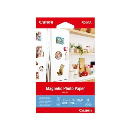 Canon Magnetic Photo Paper (magnetyczny), MG-101, foto papier, połysk, 3634C002, biały, Canon PIXMA, 10x15cm, 4x6", 670 g/m2, 