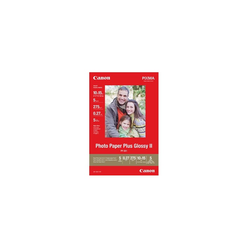 Canon Glossy Photo Paper, PP-201, foto papier, połysk, 2311B053, biały, 10x15cm, 4x6", 275 g/m2, 5 szt., niewymieniono