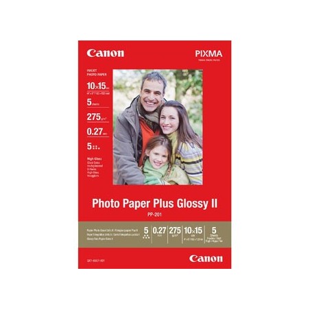Canon Glossy Photo Paper, PP-201, foto papier, połysk, 2311B053, biały, 10x15cm, 4x6", 275 g/m2, 5 szt., niewymieniono