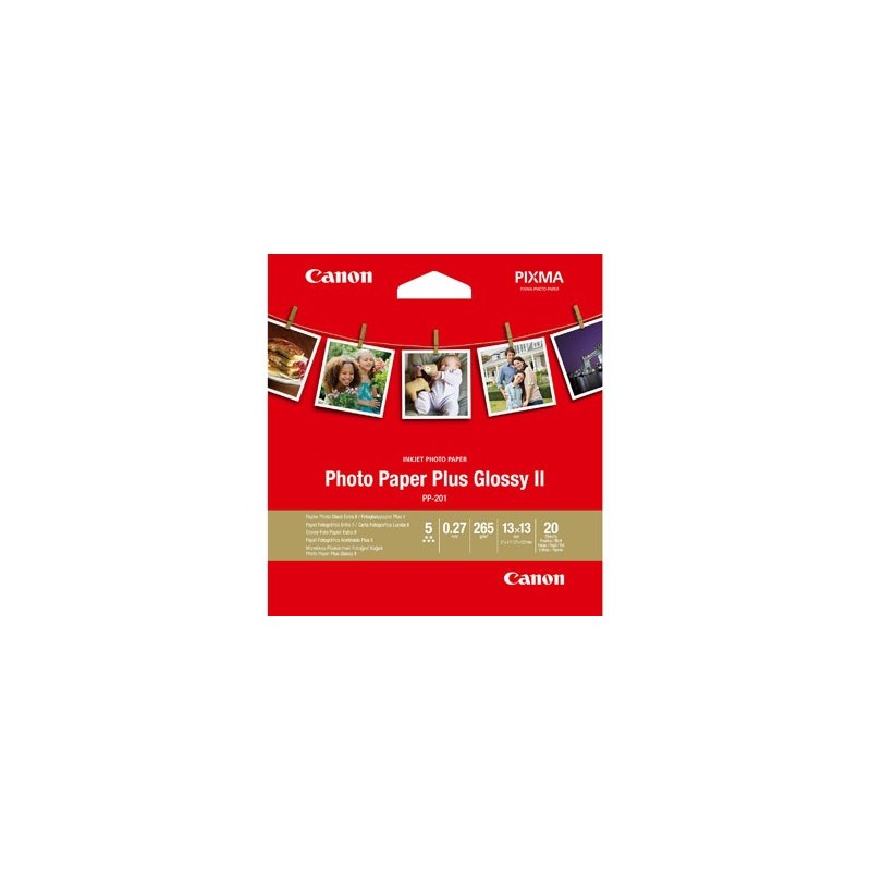 Canon Photo Paper Plus Glossy II, PP-201, foto papier, połysk, 2311B060, biały, 13x13cm, 5x5", 265 g/m2, 20 szt., atrament