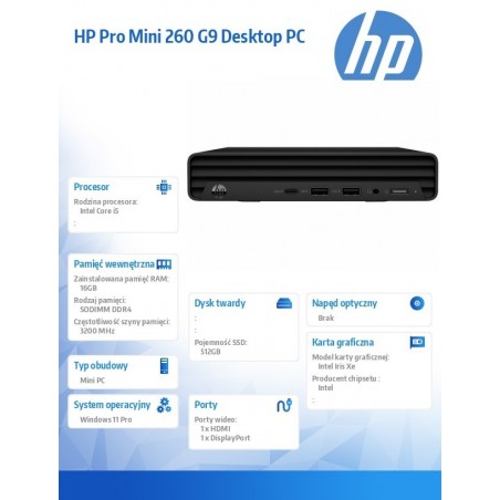 Komputer Mini Pro 260 G9 i5-1335U 512GB/16GB/W11P 998L4ET Komputer Mini Pro 260 G9 i5-1335U 512GB/16GB/W11P 998L4ET