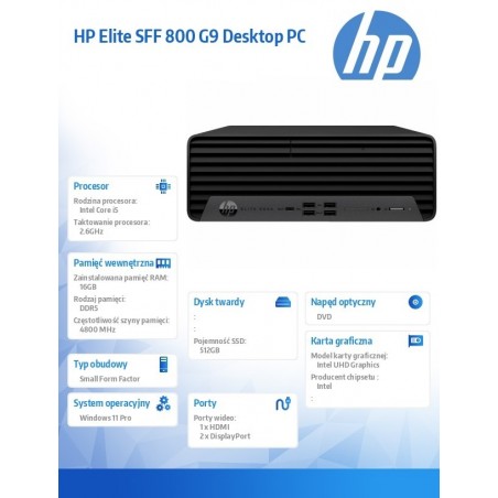 Komputer biurkowy Elite SFF 800 G9 i5-14500 512GB/16GB/W11P A55MPET Komputer biurkowy Elite SFF 800 G9 i5-14500 512GB/16GB/W11P A55MPET