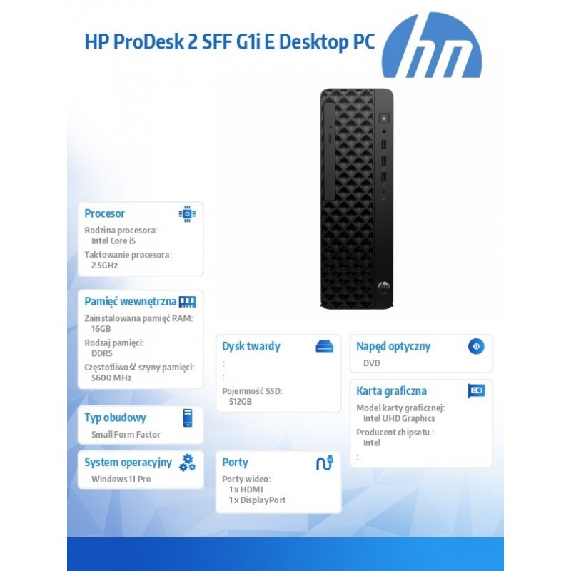 Desktop PD2 SFF G1i i5-14400 512GB/16GB/W11P B6ZC6ET Desktop PD2 SFF G1i i5-14400 512GB/16GB/W11P B6ZC6ET