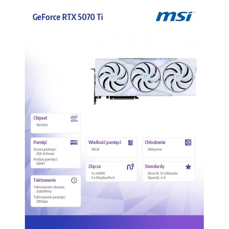 Karta graficzna GeForce RTX 5070 Ti 16G GAMING OC WHITE