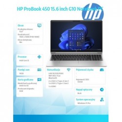 Notebook ProBook 450 G10 i5-1334U 512GB/16GB/W11P AD2A7ET Notebook ProBook 450 G10 i5-1334U 512GB/16GB/W11P AD2A7ET