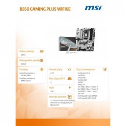 Płyta główna B850 GAMING PLUS WIFI6E AM5 4DDR5 ATX Płyta główna B850 GAMING PLUS WIFI6E AM5 4DDR5 ATX