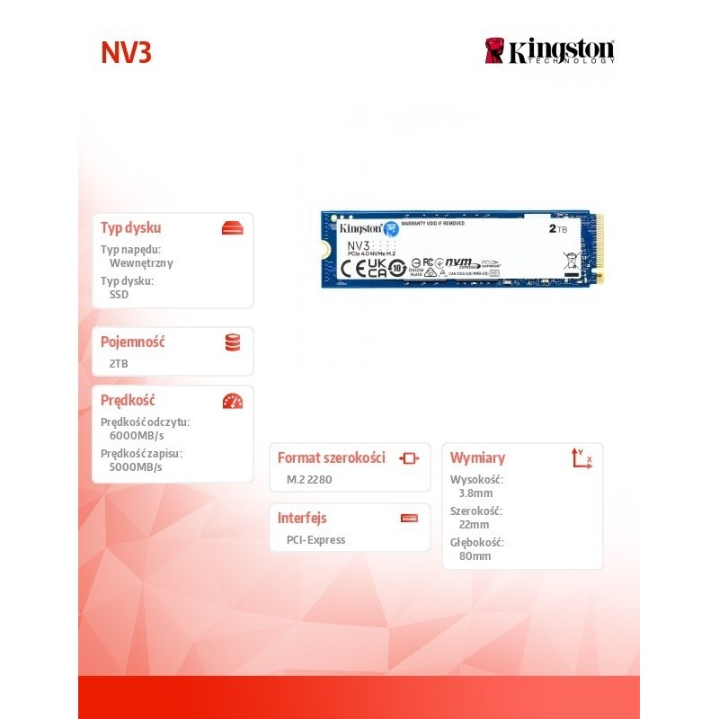 Dysk SSD NV3 2TB M.2 2280 PCI-e 4.0 NVMe 6000/5000 Dysk SSD NV3 2TB M.2 2280 PCI-e 4.0 NVMe 6000/5000