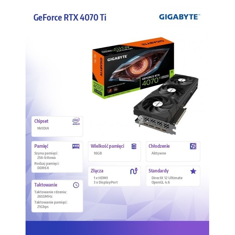 Karta graficzna GeForce RTX 4070 Ti SUPER WINDFORCE MAX OC 16G GDDR6X 256bit