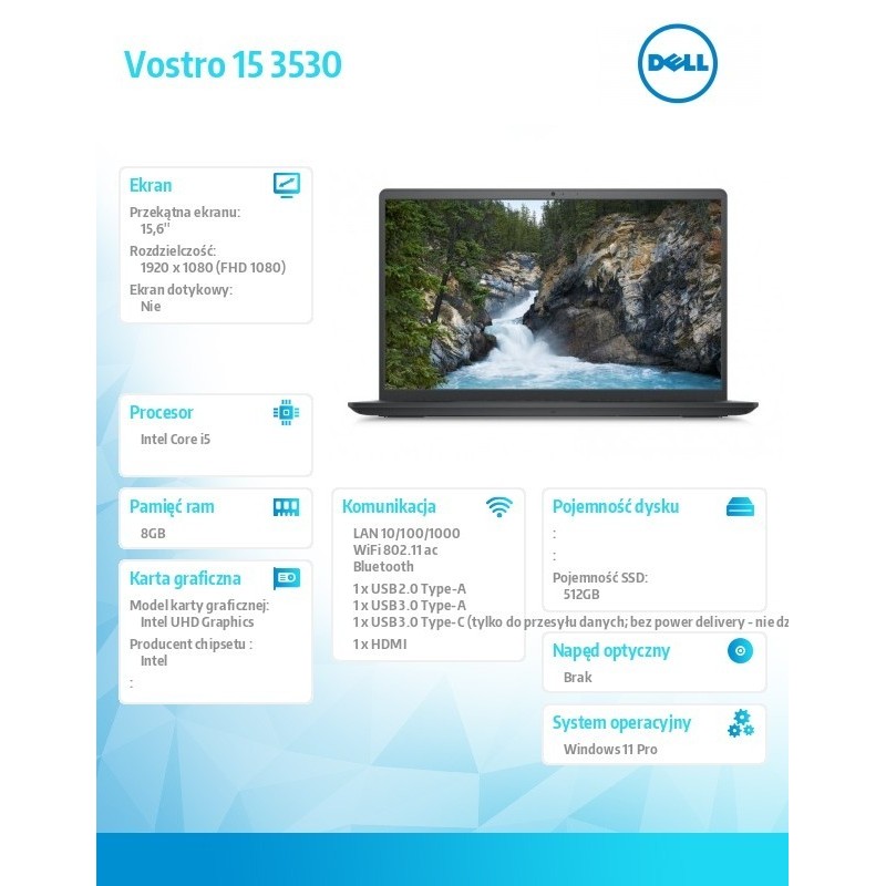 BUNDLE Laptop Vostro 15 (3530) W11P i5-1334U/8GB/512GB/15.6 FHD/INT UHD/FgrPr/FHD Cam/Mic/WLAN+BT/BcklKb/3C/3YPS + Backpack 14-1 BUNDLE Laptop Vostro 15 (3530) W11P i5-1334U/8GB/512GB/15.6 FHD/INT UHD/FgrPr/FHD Cam/Mic/WLAN+BT/BcklKb/3C/3YPS + Backpack 14-1
