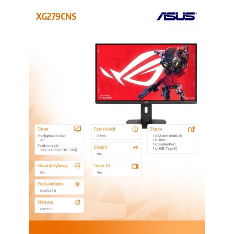 Monitor 27 cali XG279CNS ROG DP HDMI USB-C 0.3MS Monitor 27 cali XG279CNS ROG DP HDMI USB-C 0.3MS
