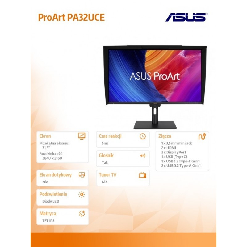 Monitor 32 cale PA32UCE ProArt 4K IPS HDMI*2 DP*2 USB-C Monitor 32 cale PA32UCE ProArt 4K IPS HDMI*2 DP*2 USB-C