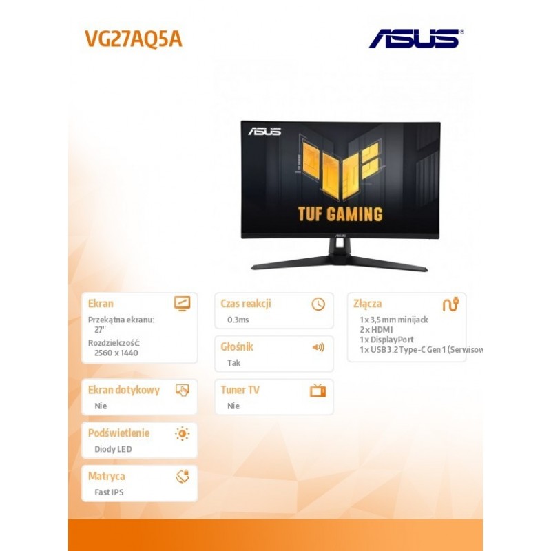 Monitor 27 cali VG27AQ5A QHD fIPS 0.3MS HDMI DP