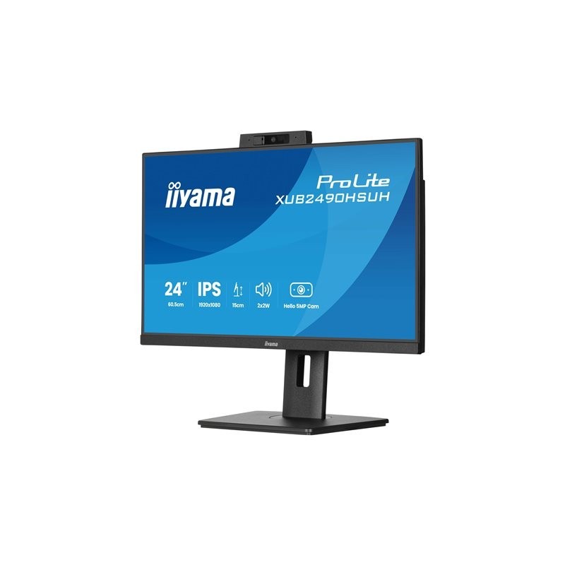 IIYAMA XUB2490HSUH-B2 24inch IPS 1920x1080 Windows Hello Webcam 5MP 15cm Height Adj. Stand 4ms 250cd/m2 Speakers HDMI DP