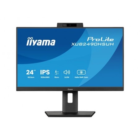 IIYAMA XUB2490HSUH-B2 24inch IPS 1920x1080 Windows Hello Webcam 5MP 15cm Height Adj. Stand 4ms 250cd/m2 Speakers HDMI DP IIYAMA XUB2490HSUH-B2 24inch IPS 1920x1080 Windows Hello Webcam 5MP 15cm Height Adj. Stand 4ms 250cd/m2 Speakers HDMI DP