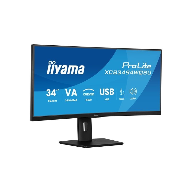 IIYAMA 34inch UW Curved VA-panel 3440x1440 120Hz 350cd/m2 04ms MPRT Speakers DisplayPort 2xHDMI USB HUB 2x 3.2 2xC Adaptive