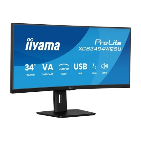 IIYAMA 34inch UW Curved VA-panel 3440x1440 120Hz 350cd/m2 04ms MPRT Speakers DisplayPort 2xHDMI USB HUB 2x 3.2 2xC Adaptive