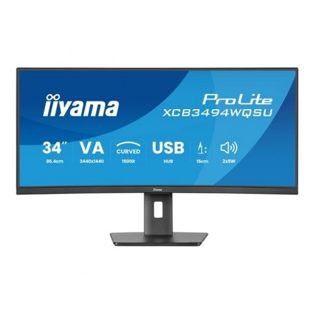 IIYAMA 34inch UW Curved VA-panel 3440x1440 120Hz 350cd/m2 04ms MPRT Speakers DisplayPort 2xHDMI USB HUB 2x 3.2 2xC Adaptive