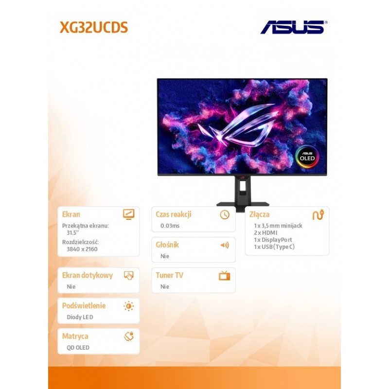 Monitor 31.5 cala XG32UCDS DP HDMI USB-C 0,03MS