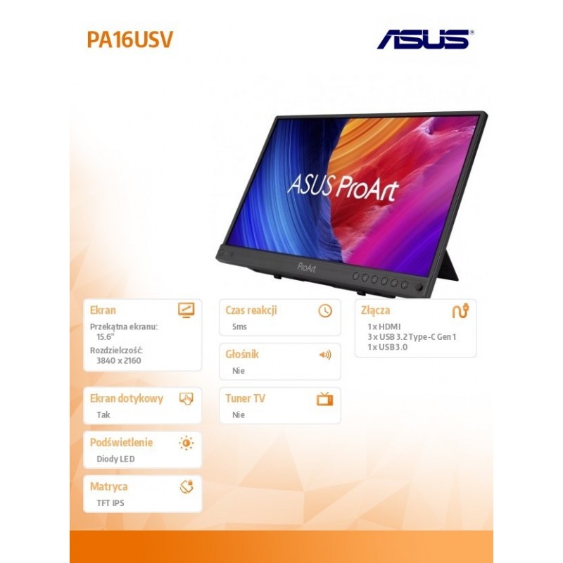 Monitor 16 cali PA16USV 4K IPS HDMI USB-C Monitor 16 cali PA16USV 4K IPS HDMI USB-C