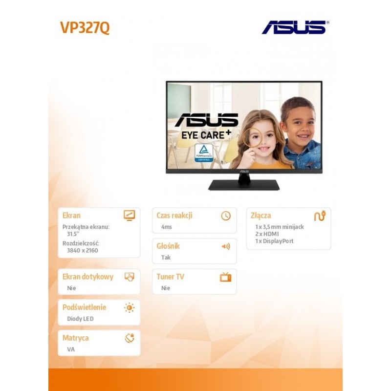 Monitor 31.5 cala VP327Q EYE CAE 4K UHD DP HDMI Monitor 31.5 cala VP327Q EYE CAE 4K UHD DP HDMI