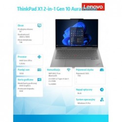 Ultrabook Thinkpad X1 2-in-1 Gen10 21Q000A2PB W11Pro Ultra 7 255U/32GB/1TB/INT/14.0 2.8K/Touch/Grey/3YRS Premier Support + CO2 O Ultrabook Thinkpad X1 2-in-1 Gen10 21Q000A2PB W11Pro Ultra 7 255U/32GB/1TB/INT/14.0 2.8K/Touch/Grey/3YRS Premier Support + CO2 O