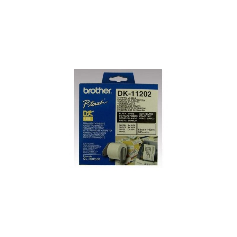 Brother etykiety papierowe 62mm x 100mm, biała, 300 szt., DK11202, do drukarek typu QL