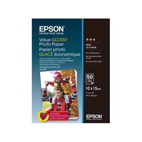 Epson Value Glossy Photo Paper, C13S400038, foto papier, połysk, biały, 10x15cm, 183 g/m2, 50 szt., atrament Epson Value Glossy Photo Paper, C13S400038, foto papier, połysk, biały, 10x15cm, 183 g/m2, 50 szt., atrament