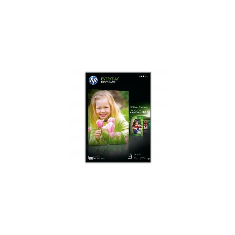 HP Everyday Glossy Photo P, Q2510A, foto papier, do codziennego użytku typ połysk, biały, A4, 200 g/m2, 100 szt., atrament