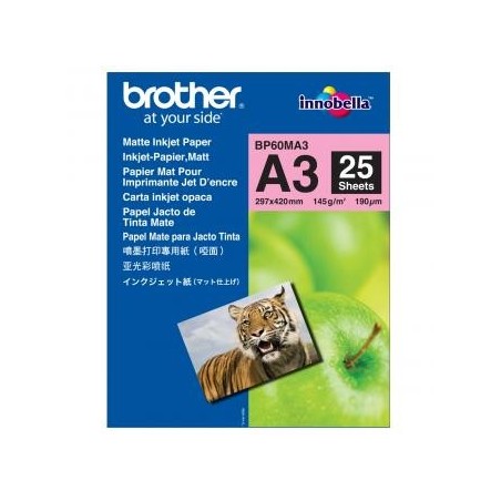 Brother Photo Matt Paper, BP60MA3, foto papier, matowy, biały, A3, 145 g/m2, 25 szt., atrament Brother Photo Matt Paper, BP60MA3, foto papier, matowy, biały, A3, 145 g/m2, 25 szt., atrament
