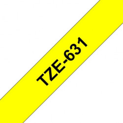Taśma Brother 12mm Czarny na Żółtym