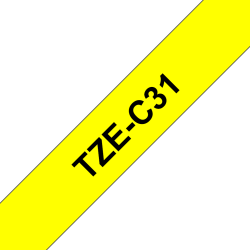 Taśma Brother 12mm Czarny na Fluorescencyjnym Żółtym
