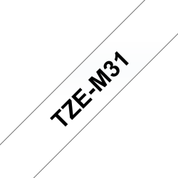 Taśma matowa Brother 12mm Czarny na Białym
