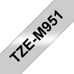 Taśma matowa Brother 24mm Czarny na Srebrnym