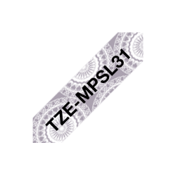 Taśma Brother 12mm Czarny na Srebrnym wzorze