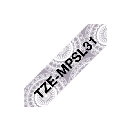 Taśma Brother 12mm Czarny na Srebrnym wzorze