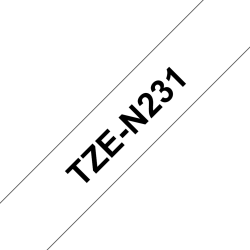 Taśma Brother 12mm Czarny na Białym, nielaminowana