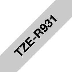 Taśma wstążkowa Brother 12mm Czarny na Szarym