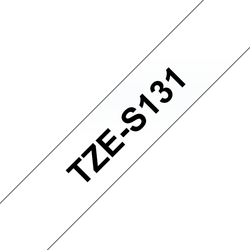 Taśma laminowana Brother 12mm Czarny na Przezroczystym, Mocny klej