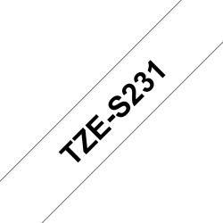 Taśma laminowana Brother 12mm Czarny na Białym, Mocny klej Taśma laminowana Brother 12mm Czarny na Białym, Mocny klej