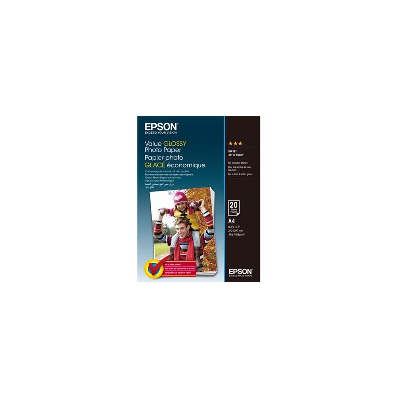 Epson Value Glossy Photo Paper, C13S400035, foto papier, połysk, biały, A4, 183 g/m2, 20 szt., atrament